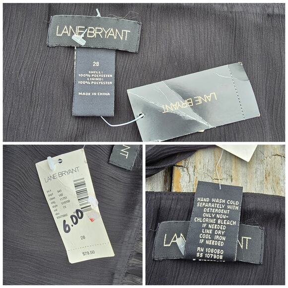 Plus Size Black Dress Lane Bryant Size 28 Flowy Georgette Twist Front Halter - Picture 3 of 8